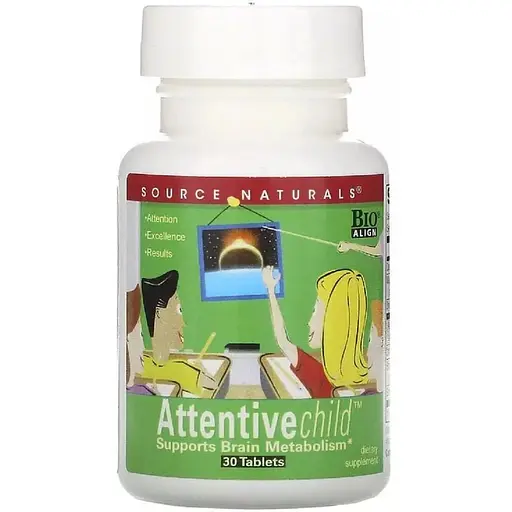 Натуральна добавка Source Naturals Attentive Child, 30 таблеток для дітей