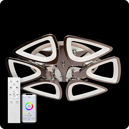 Люстра світлодіодна 517 Light 3color з пультом 120Вт Хром (01351) - фото 1