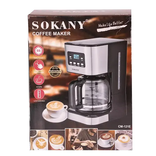 Кофеварка капельная Sokany CM-121E 950 Вт с подогревом кофейника 1.5 литра - фото 6