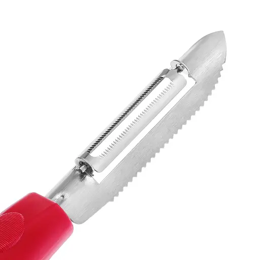 Ніж 2в1 економка овочечистка рибочистка великий з пластмасовою ручкою для очищення овочів та фруктів 20.5 см, Kitchette Червоний 83748 - фото 9