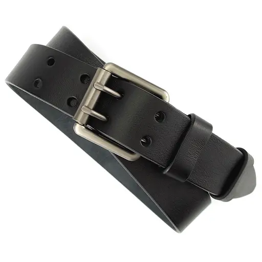 Ремінь чоловічий шкіряний чорний з двома язичками JK-4075 (125 см) - фото 2