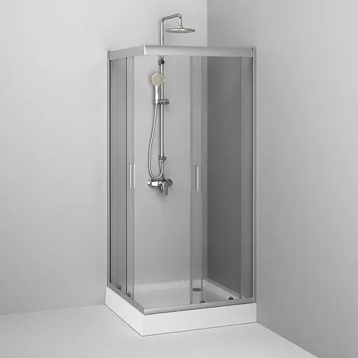 Душевая кабина Am.Pm Gem Square Slide 90x90 см без поддона хром матовый W90UG-403-090MT, Универсальная, прозрачный, хром матовый - фото 5
