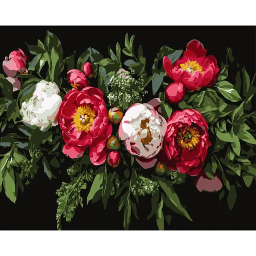 Картина по номерам Strateg Цветочная композиция на черном фоне 40х50 см (AH1249) - фото 1