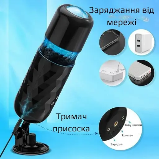 Автоматичний мастурбатор I'MCUM Turbo Cyclone з ротацією та фрикціями Чорний (IM-FJB249) - фото 3