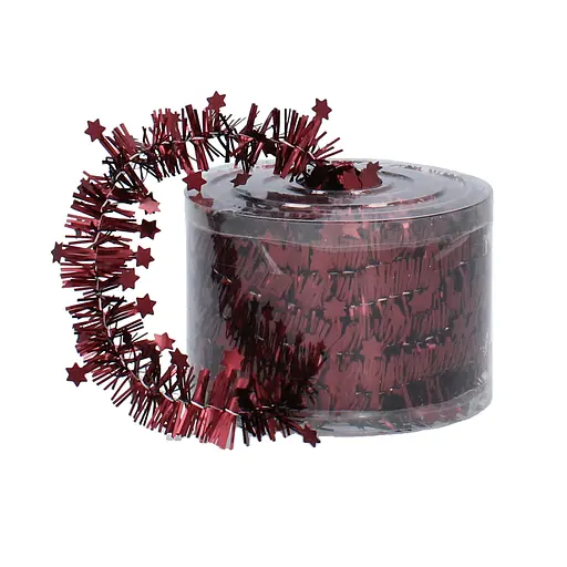 Мишура декоративная Chomik со звездами бордовая 7 м (GIF3348)