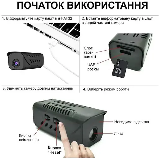 Міні камера Nectronix H9W wifi c відеореєстратором та записом на карту пам'яті до 128 Гб з акумулятором 850 мАг - фото 5