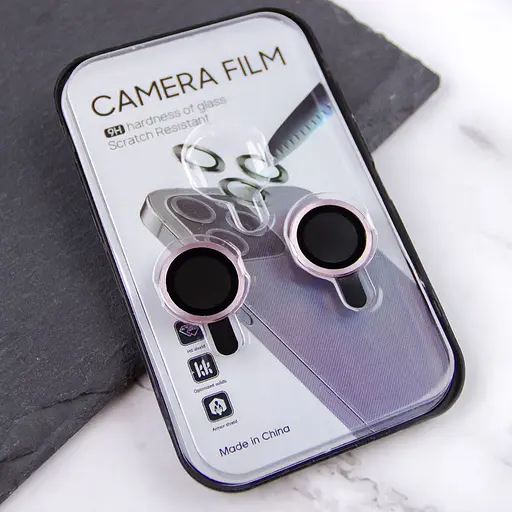 Защитное стекло Epik Metal Classic на камеру в упаковке для Apple iPhone 15, 6.1/15 Plus 6.7 Розовый/Pink - фото 3