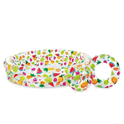 Дитячий надувний бассейн "Фрукти" Intex 59469-3 з м'ячем та кругом - фото 1