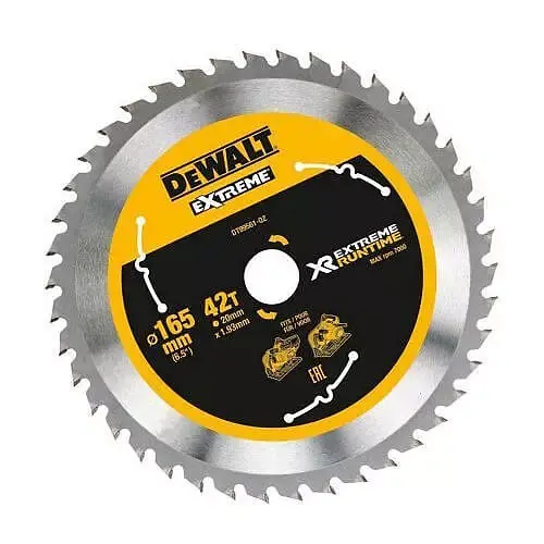 Диск пиляльний DeWalt Extreme Runtime 165 х 20 мм 42 зуба (DT99561)