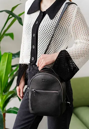 Кожаный рюкзак Groove S черный - фото 5