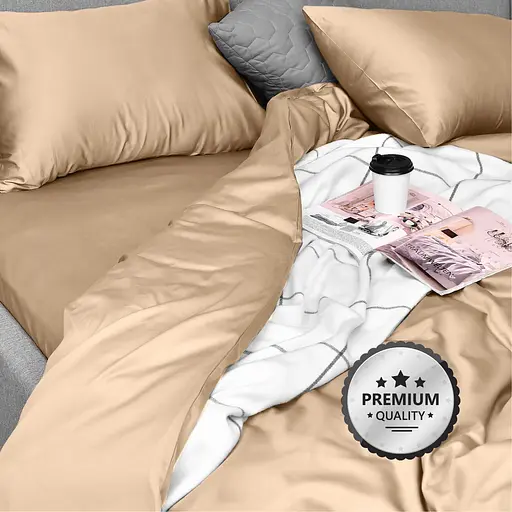 Комплект постельного белья Ideia Сатин полуторный 145х215 см (8-36084_беж) - фото 4