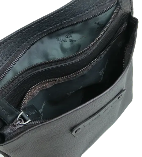 Мужская наплечная сумка из натуральной кожи черная Mykhail Ikhtyar sum0028770 - фото 7