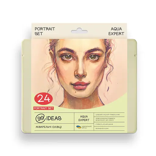 Набор карандашей акварельных 99IDEAS "Aqua Expert" 24 цвета, Portrait Set, металлическая коробка, 99AE-24PORT