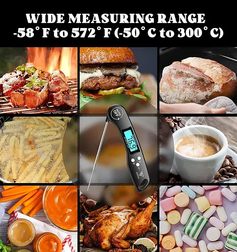 Термометри для м'яса з миттєвим зчитуванням DOQAUS для кухні, цифровий термометр для кухні з підсвічуванням та реверсивним екраном - фото 4