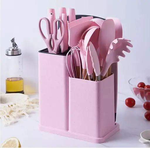 Набір кухонного приладдя Zepline ZP0102 силіконовий 19 предметів Рожевий - фото 2