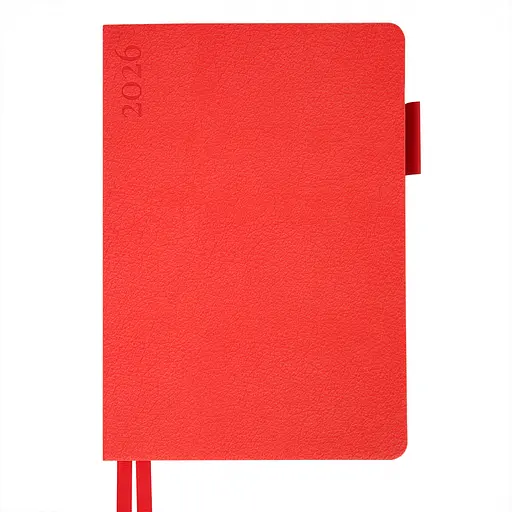 Дневник-деловая записная книжка А5 Leo Planner Binario 2026 мягкий красный 368 страниц (252642)