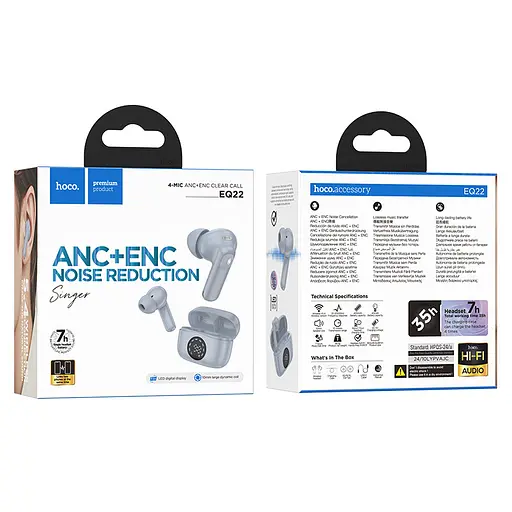 Беспроводные TWS наушники Hoco EQ22 Singer ANC+ENC Blue star - фото 3