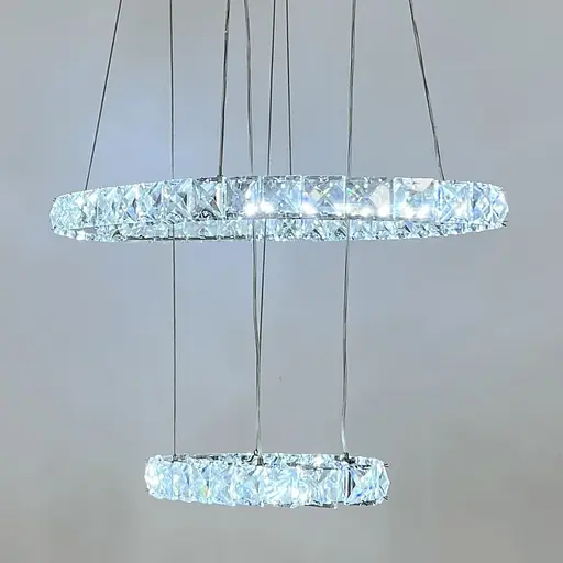 Елегантна кришталева люстра на 2 овальні яруси 50+30 см | Арт. (T) C 8186 (600+400) | Line F - фото 2