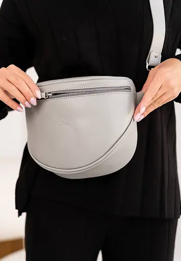 Шкіряна сумка поясна-кроссбоді Vacation сірий краст - фото 7