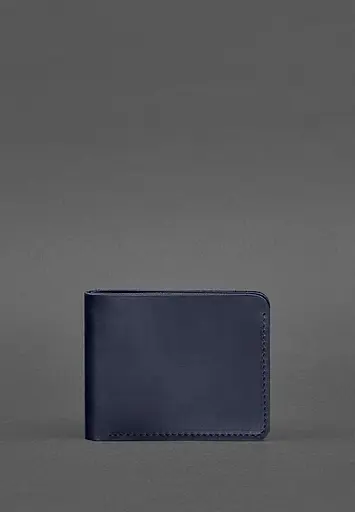 Кожаное портмоне 4.4 (с зажимом) синий краст - фото 2