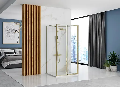 Душевая кабина Rea Rapid Slide 140x100 gold пристенная REA-KPL-09430, Универсальная, прозрачная, золотая - фото 2