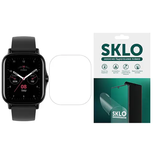Защитная гидрогелевая пленка SKLO (экран) 4шт. для Amazfit GTR (Прозрачный)