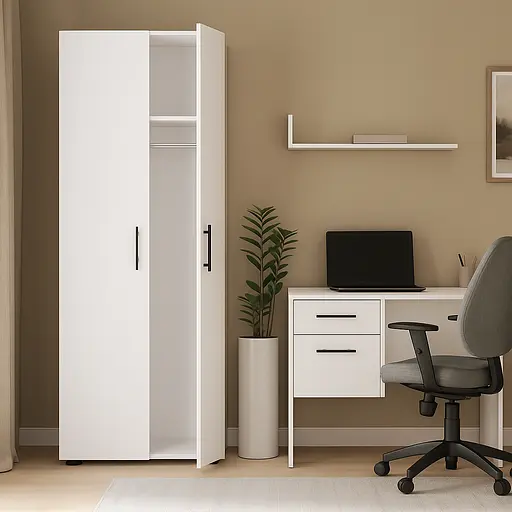 Шкаф гардеробный с трубой ОП-902 Orange-Line 700х550х1825 Белый - фото 3