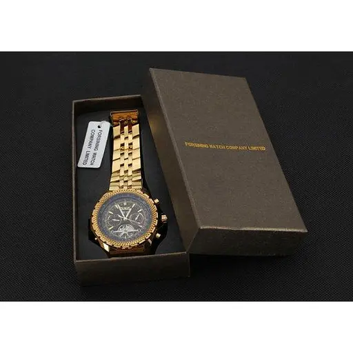 Чоловічий наручний класичний годинник Jaragar Exclusive (Золотистий) - фото 5