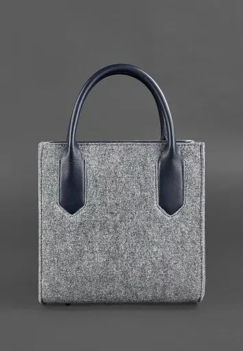 Женская фетровая сумка-кроссбоди Blackwood с кожаными синими вставками - фото 7