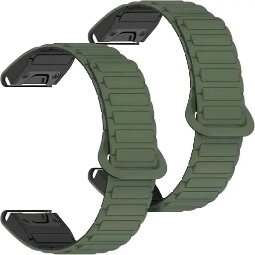 Ремешок DK CDK для Garmin Tactix Charlie 26mm Silicone Shaped Magnetic Band 2 шт. (019625) (green / black)