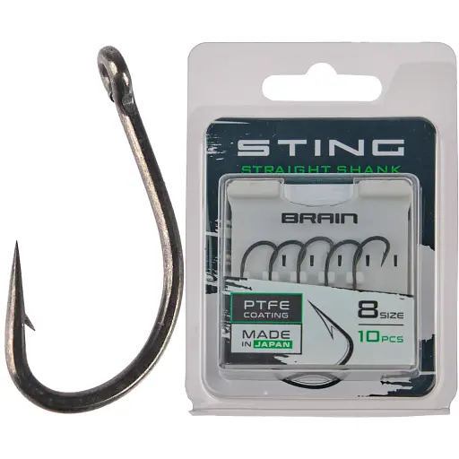 Крючок Brain Sting Straight Shank #8 (10 шт/уп) - фото 1