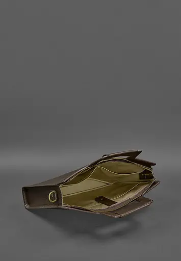 Шкіряна сумка для ноутбука та документів темно-коричнева краст - фото 4