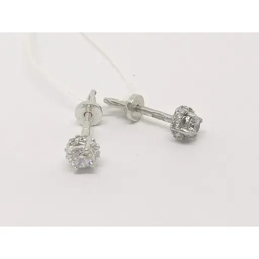 Золоті сережки-пуссети Гаразд з фіанітами. 3533382Б - фото 4