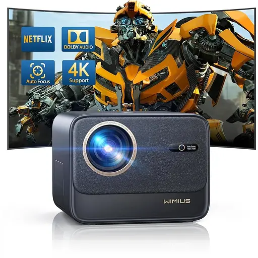 4K-проектор з Wifi6 та Bluetooth, WiMiUS 700ANSI Native 1080P 6D Auto Focus та Keystone [Сертифіковано Netflix та Dolby Audio]