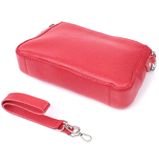 Сумка багет Shvigel с цепочкой и съемным ремешком из натуральной кожи 26.5х15х5.5 см sum0027033 - фото 6