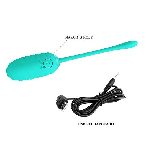 Віброяйце Pretty Love Kirk Super Soft Silicone 19.7 см бірюзовий - фото 9