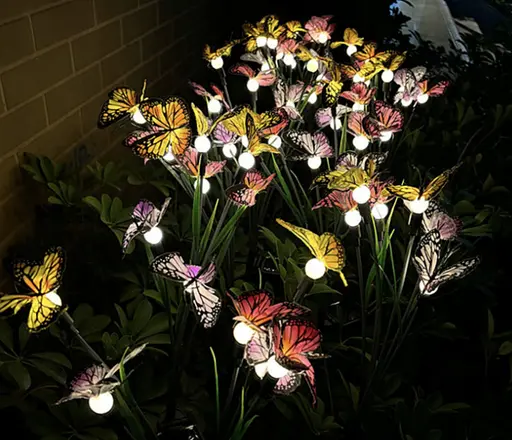 Світильники Sun Lamp садові на сонячних батареях світлове вікно із зеленим листям та метеликами 2 шт - фото 4