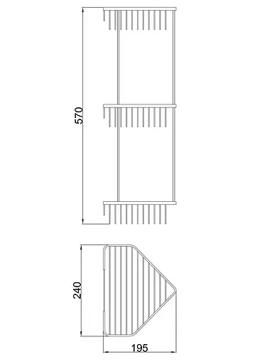 Полка угловая Frap 3 яруса 240x570мм F335-2 2/20, Хром - фото 2