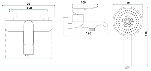 Смеситель для ванны Rea Dart black настенный с изливом REA-B3300 Черный матовый - фото 5