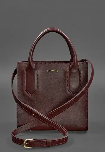 Шкіряна жіноча сумка-кроссбоді бордова - фото 4