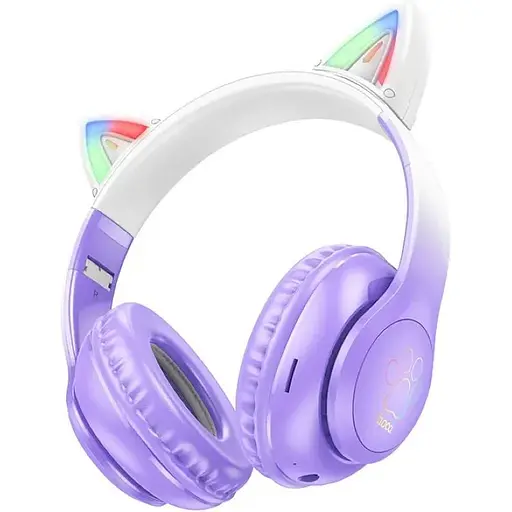 Наушники Hoco Bluetooth W42 Cat Ears over-ear BT headphones Purple - фото 1