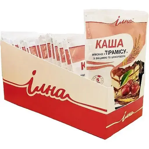 Каша швидкого приготування Ілна вівсяна Тірамісу з вишнею та шоколадом 800 г (20 шт. х 40 г) - фото 1