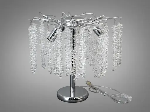 Настольная лампа Глициния хром хрустальные подвески 3 лампы - фото 1
