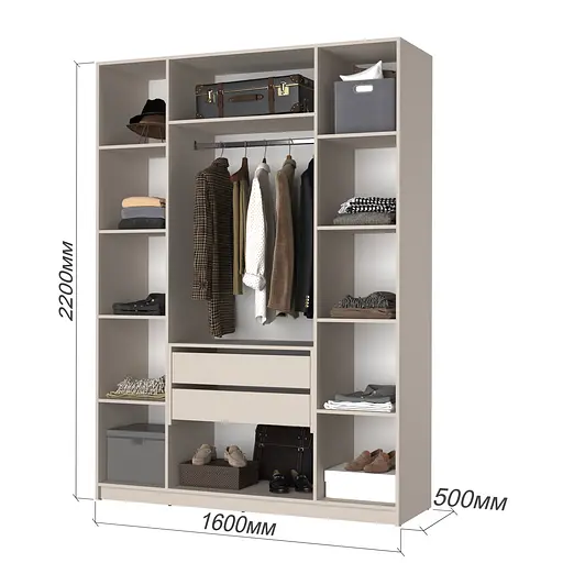 Шафа 4-дверна з антресоллю MebelStar Оскар ДСП BL-B, блок шухляд 160x52x260 см Дуб бурштиновий (MBS-5023) - фото 3