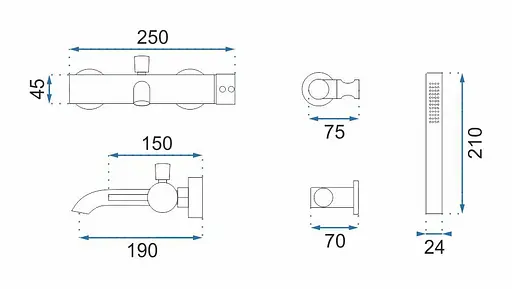 Змішувач для ванни Rea Lungo настінний rose gold REA-B6695 Теплый закат - фото 7