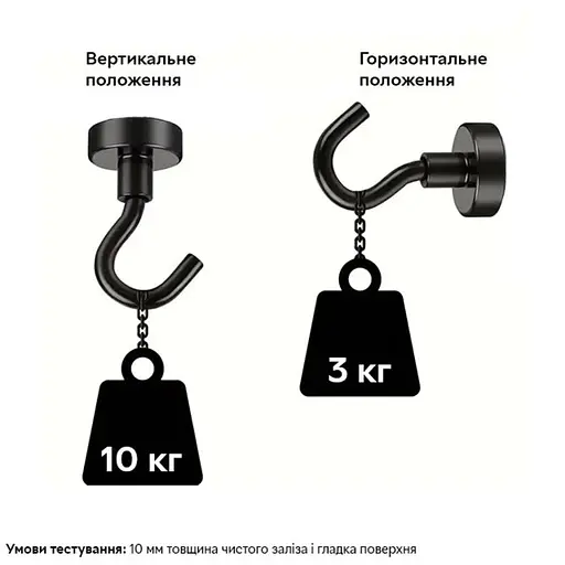 Набор магнитных крючков Semi Magnetic Hooks черный 6 шт. - фото 3