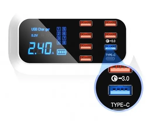 Быстрое зарядное устройство Hstrade на 8 портов - фото 4