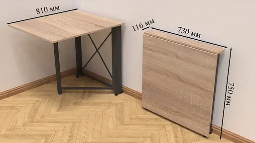 Стіл-книга трансформер Оріон 1 Ferrum-decor 750x810x730 Чорний метал ДСП Дуб Сонома 16 мм (FRD-104600) - фото 7