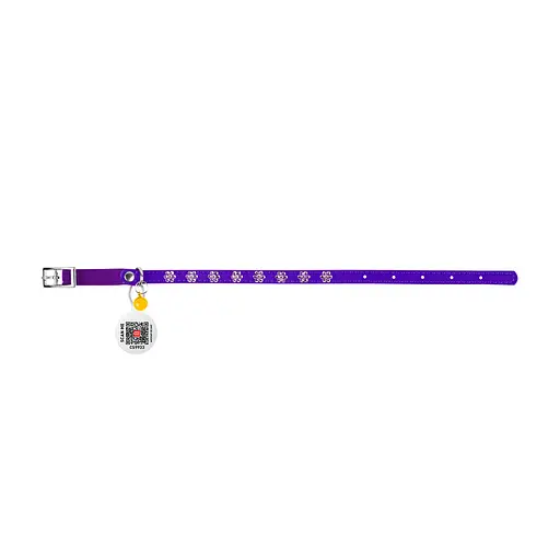 Ошейник Waudog Glamour с резинкой клеевыми стразами "Цветок" для кошек (ширина 9мм длина 22-30см) фиолетовый - фото 3