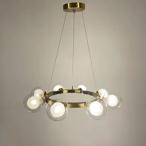 Кольцевая латунная люстра с 8 двойными плафонами Ø 50 см Ст. MJ 207/8 AB | Line F - фото 5